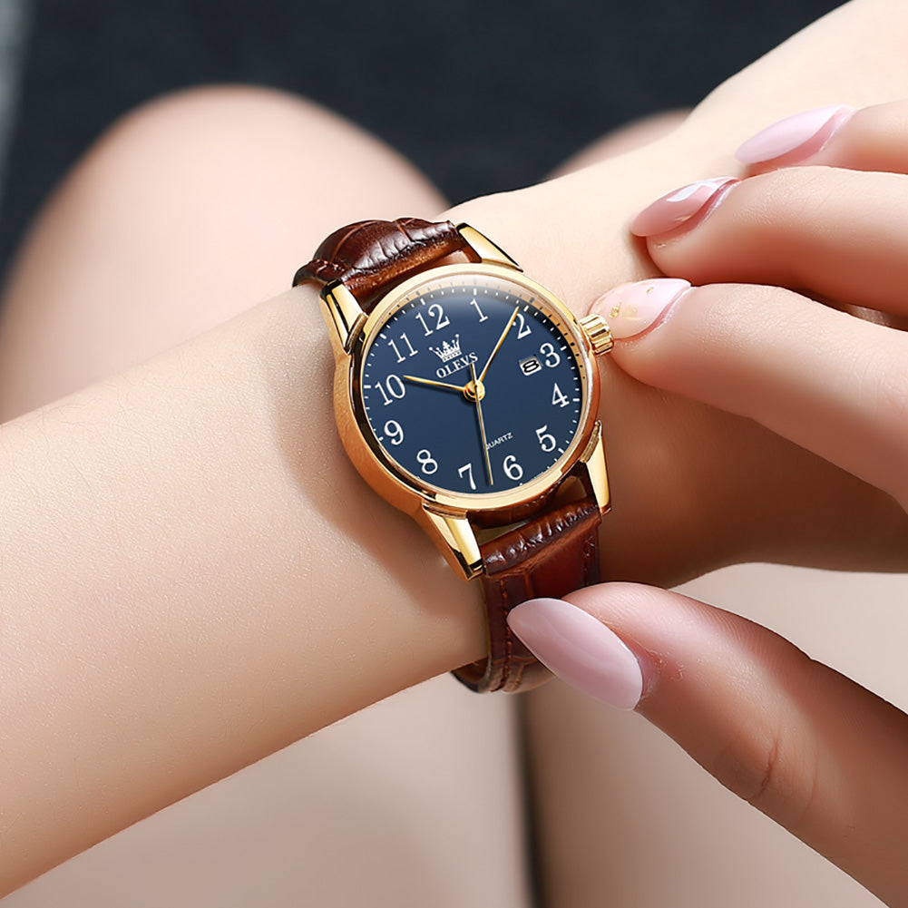 The Céleste — Gold & Blue · Italian Leather · 28 mm